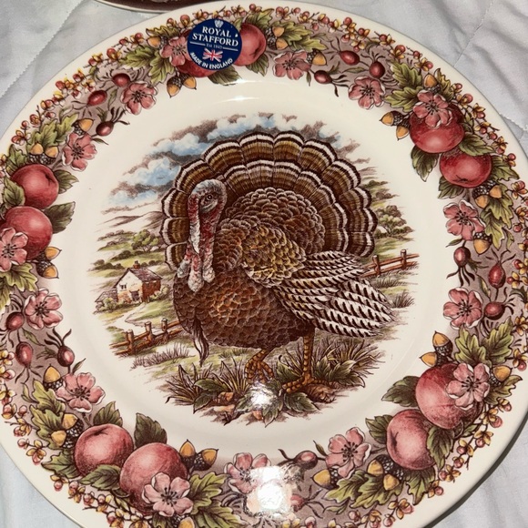 3 Dinning And 1 Salad Thanksgiving Royal Stafford Plates - Picture 3 of 7